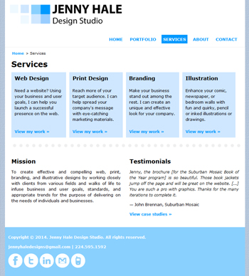 Screenshot of Jenny Hale Design Studio's website